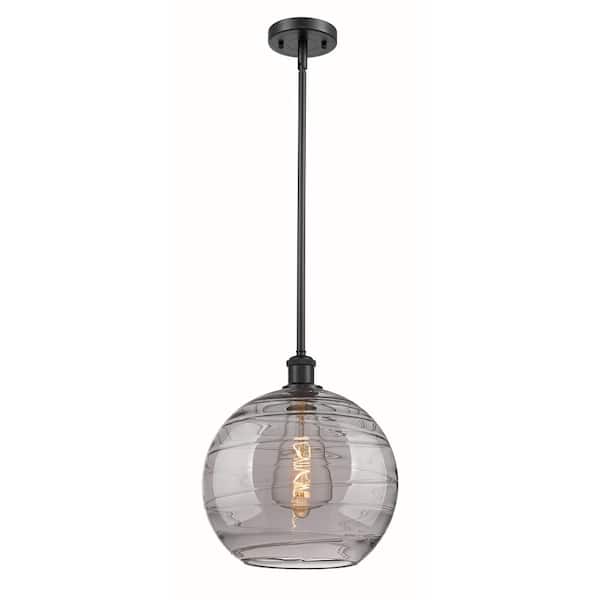 Athens Deco Swirl 100-Watt 1-Light Matte Black Standard Mini Pendant Light with Painted Glass Shade, No Bulbs Included