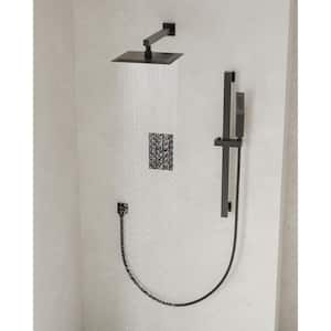 2-Spray Wall Mount Dual Shower Head and Handheld Shower with Easy to Install in Matte Black (Valve Included)
