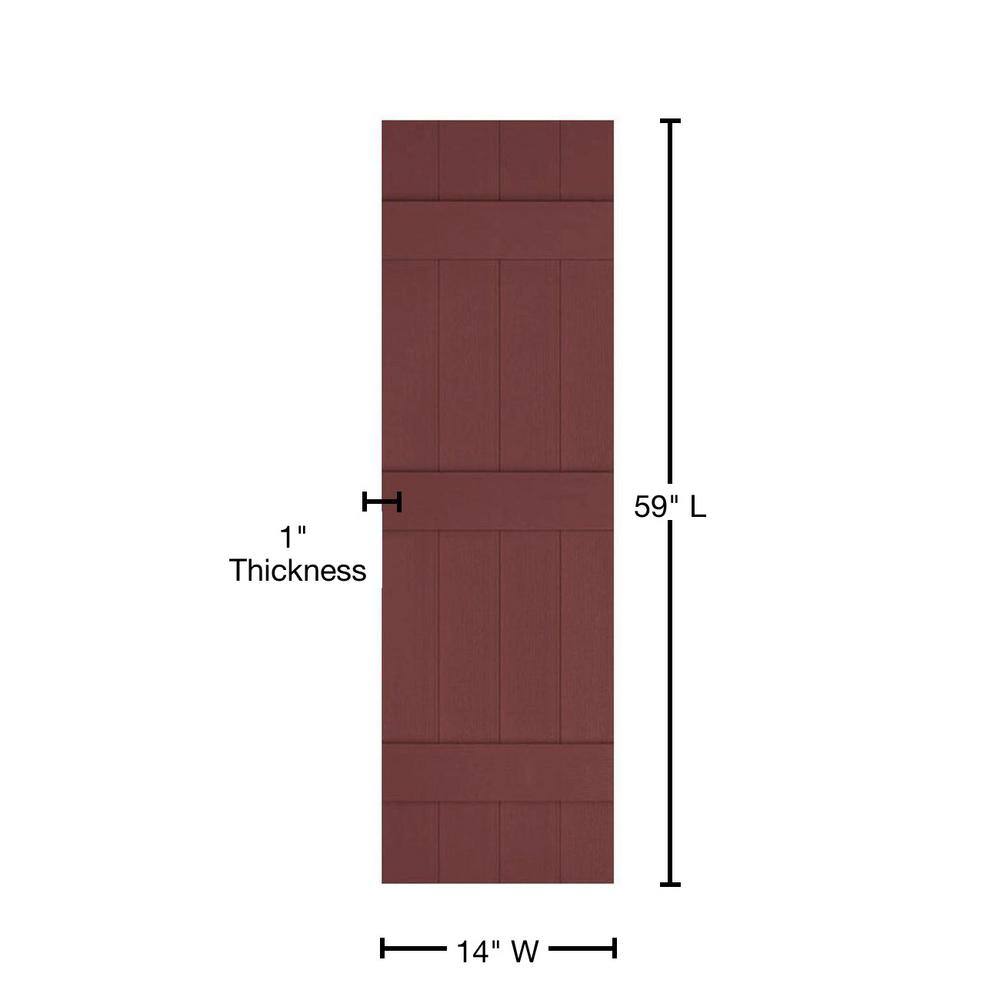 Wineberry Vinyl Board and Batten Shutters, 14"W x 59"H