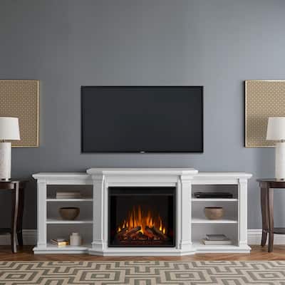 Electric Fireplaces, Calie Entertainment Center Electric Fireplace In White Real Flame 7720e W