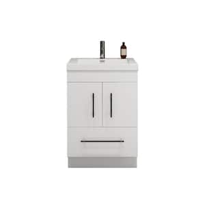 Elsa 23.62 in. W x 19.69 in. D x 35.44 in. H Bathroom Vanity in High Gloss White with White Acrylic Top