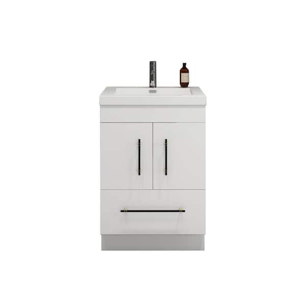 Moreno Bath Elsa 23.62 in. W x 19.69 in. D x 35.44 in. H Bathroom Vanity in High Gloss White with White Acrylic Top