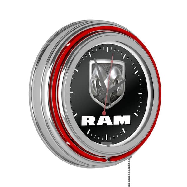 Unbranded RAM Red Logo Black Lighted Analog Neon Clock