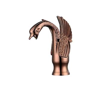 Swan Single Hole Single Handle Bathroom Faucet With Pop Up Drain & Overflow Cover in Antique Copper