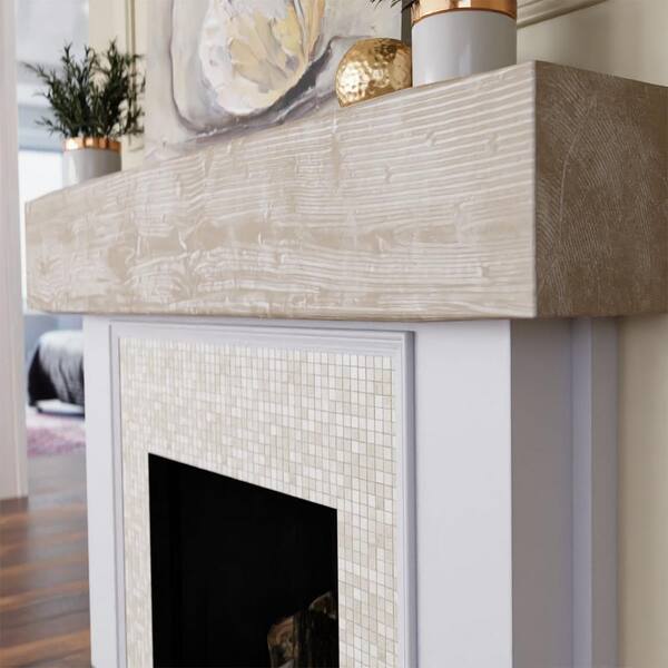 Ekena Millwork 6 in. x 6 in. x 4 ft. Sandblasted Faux Wood Beam Fireplace  Mantel White Washed MANUSD06X06X48WH - The Home Depot