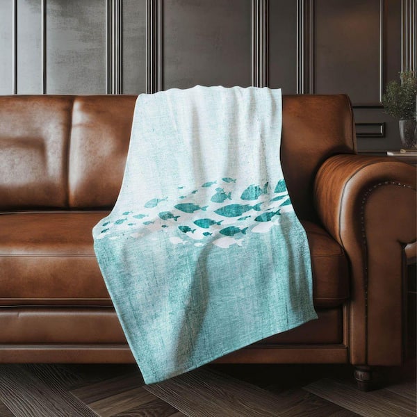 Premium Machine Washable ASB627 Teal 50 in. x 70 in. Sherpa Throw Blanket
