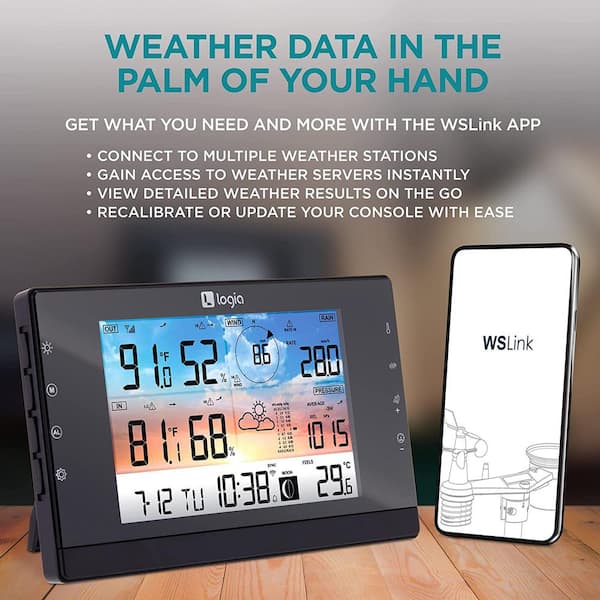 VEVOR 7-in-1 Wireless Weather Station, 7.5 in Large Color Display, Digital Home  Weather Station Indoor Outdoor, for Temperature Humidity Wind  Speed/Direction Rain UV, with Forecast Data, Alarm, Alerts