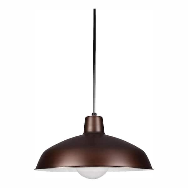 Generation Lighting Painted Shade Pendants 1-Light Antique Brushed Copper Pendant with LED Bulb