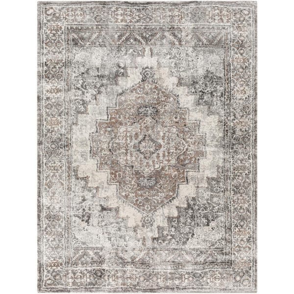 Malorie Light Gray Medallion 7 ft. x 9 ft. Indoor Area Rug
