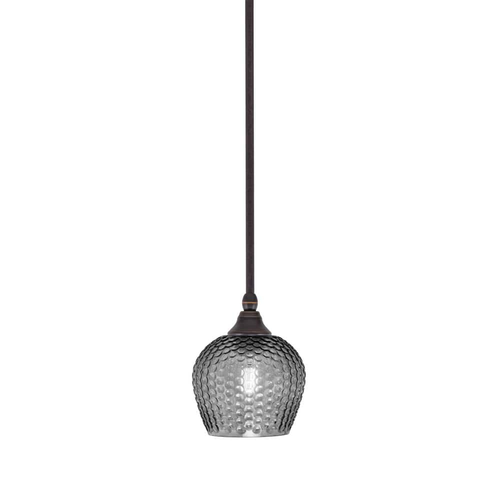 Sparta 100-Watt 1-Light Dark Granite Shaded Pendant Light with Smoke Glass,