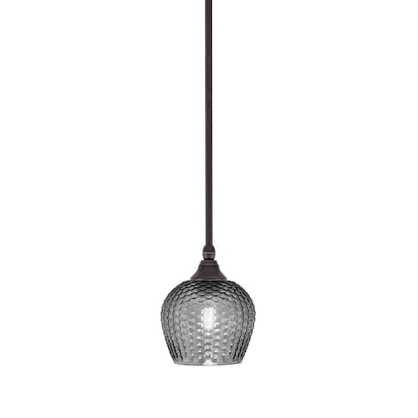 Unbranded Sparta 100-Watt 1-Light Dark Granite Shaded Pendant Light with Smoke Glass, No Bulb Included