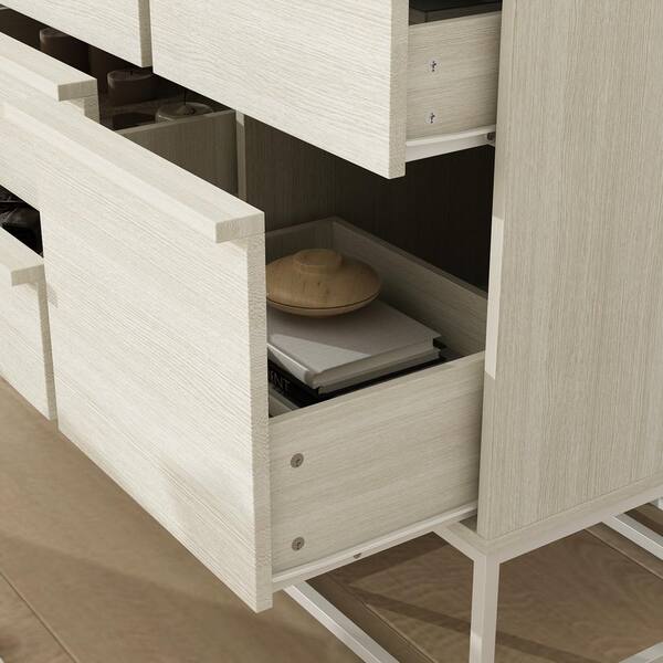 FUFU&GAGA Beige 7-Drawers 39.3 in. Width Wooden Chest of Drawers