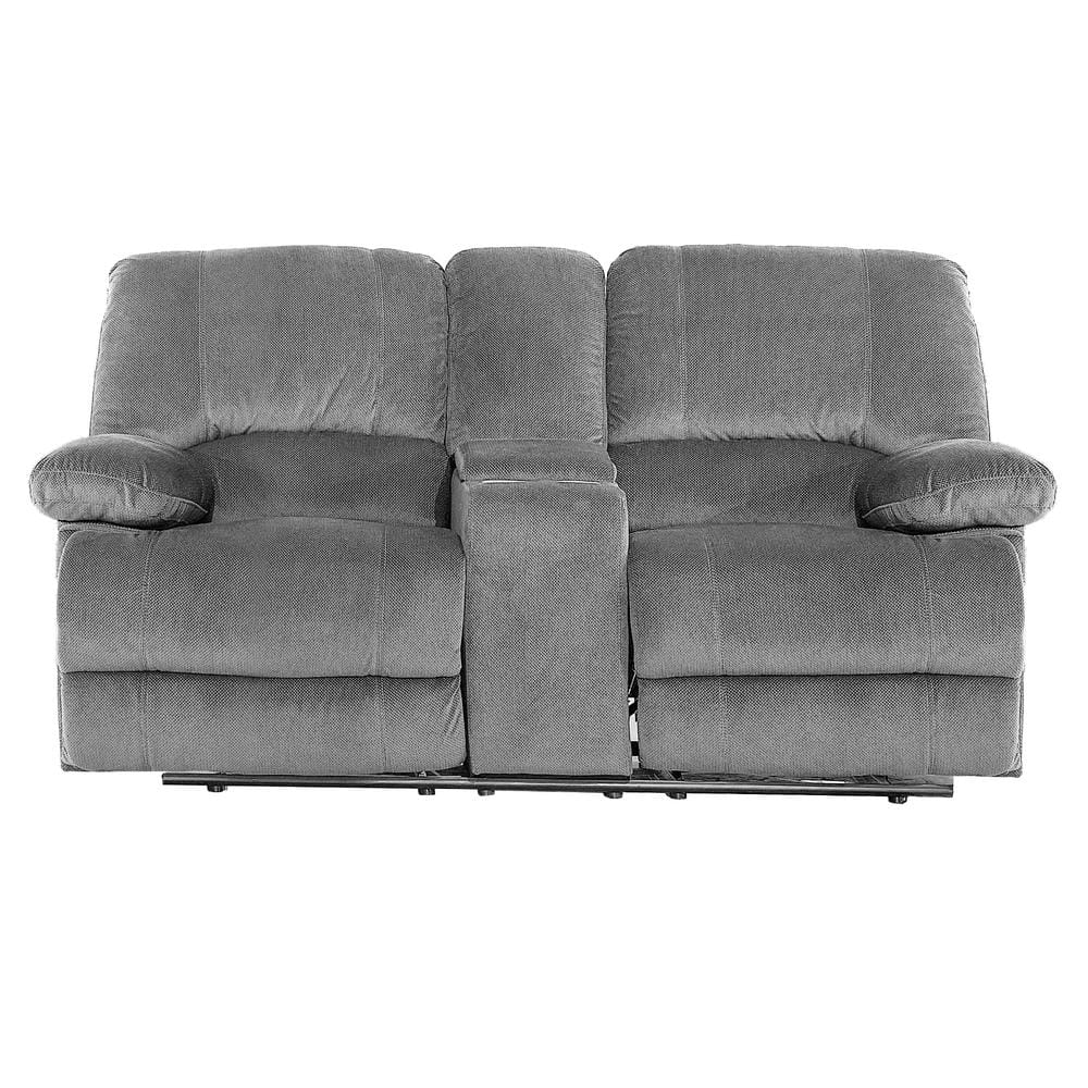 Pinksvdas 74 in. Gray Loveseat Massage Recliner Reclining Sofa with ...