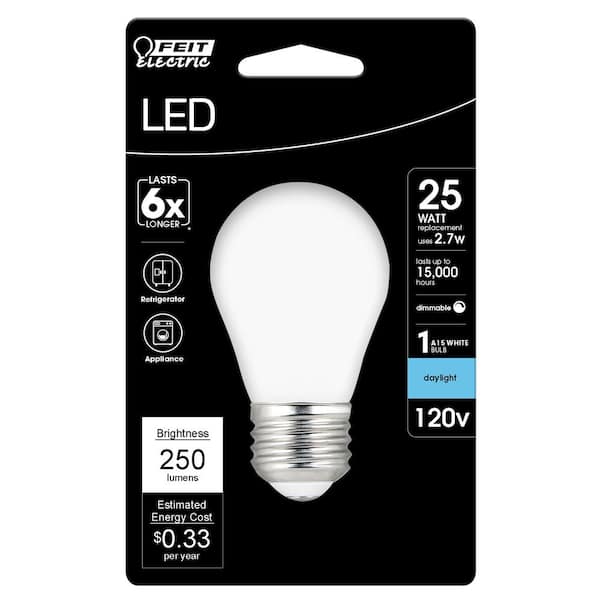 Feit Electric 25-Watt Equivalent A15 Clear Glass E26 Base Appliance LED  Light Bulb, Soft White 2700K BPA1525927CAFIL/HDRP - The Home Depot