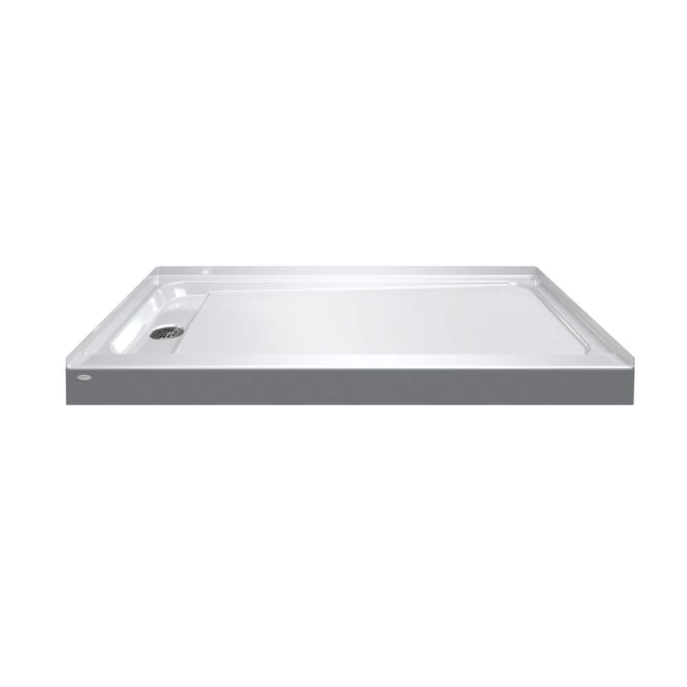 60" White Acrylic Single Threshold Alcove Shower Base