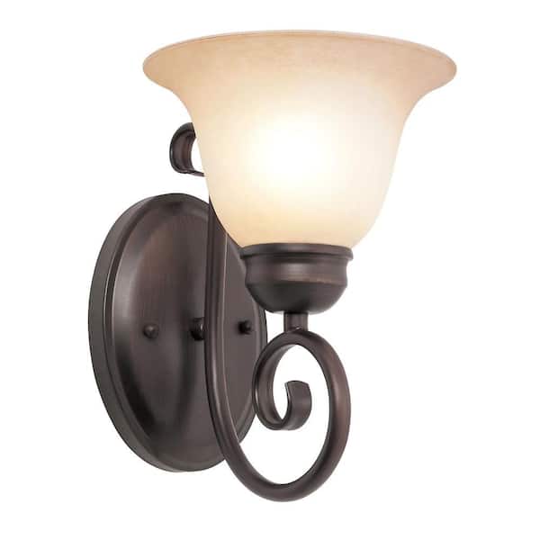 Bel Air Lighting Cabernet Collection 1-Light Oiled Bronze Sconce with Tea Stained Shade