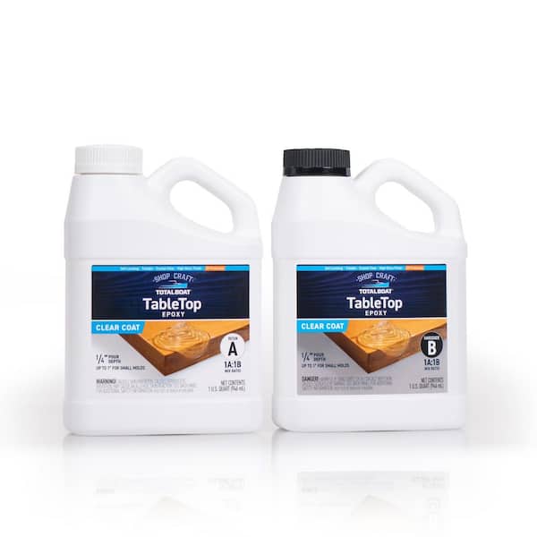 TOTALBOAT Table Top 1-qt. Kit Clear High-gloss Epoxy Interior/Exterior Resin For Bar, Counter, and Table Top Application