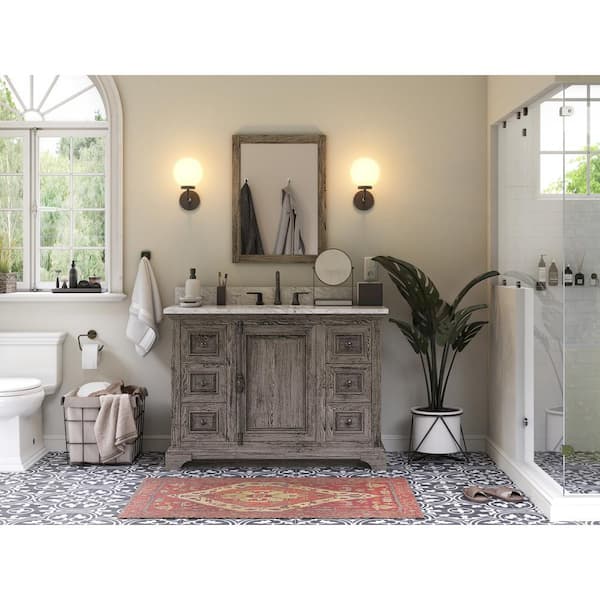 Home Decorators Collection Joslyn 48 in. W x 22 in. D Bath Vanity in Cashmere with Engineered Vanity Top in Carrara Marble with White Sink
