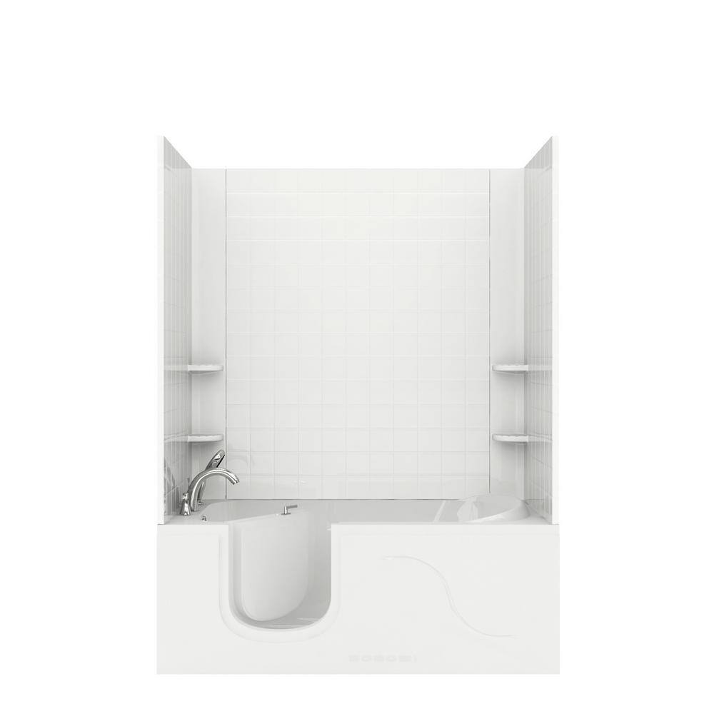 NOVA Heated 5 ft. Walk-in Non-Whirlpool Bathtub with 4 in. Tile Easy Up Adhesive Wall Surround in White price history on PriceWatchPro