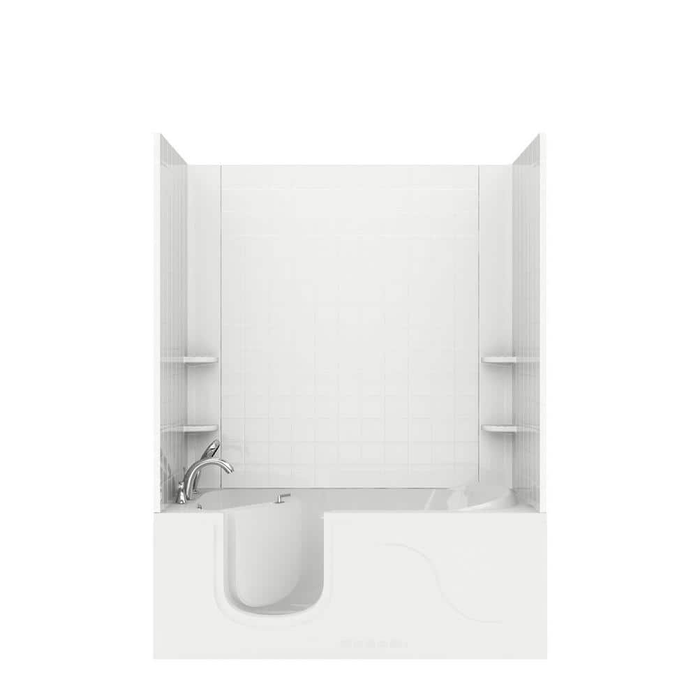 5 ft. Walk-in Non-Whirlpool Bathtub with 4 in. Tile Easy Up Adhesive Wall S