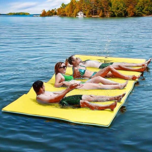 18 ft. x 6 ft. Floating Water Mat Foam Pad 2-Layer XPE Water Pad with  Storage Straps for Adults Outdoor Water Activities FMX1806Y - The Home Depot
