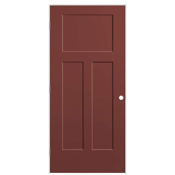 Masonite 36 in. x 80 in. 3-Panel Winslow Right-Hand Solid Core Red Bluff Molded Composite Single Prehung Interior Door