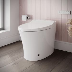 Tankless Elongated Smart Bidet Toilet 1.28GPF in White with Auto Flush,Heated Seat,Warm Air Dryer,Soft Close,Foot Sensor