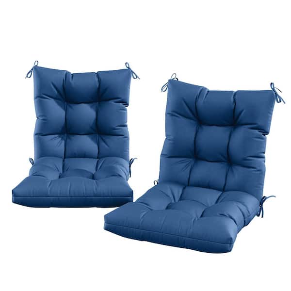 44.5 in. x 22.5 in. x 5 in. Outdoor Chair Cushion Tufted Seat and Back Patio Furniture Cushion Set Blue (2-Pack)