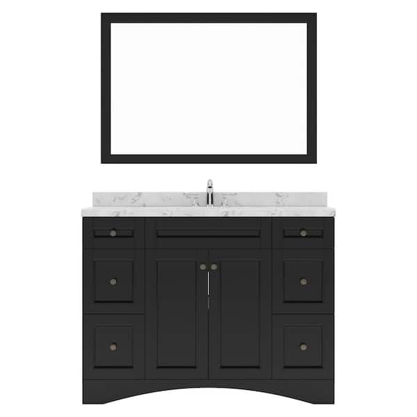 Virtu USA Elise 48 in. W x 22 in. D x 37 in. H Single Sink Bath Vanity in Espresso with Quartz Top and Mirror