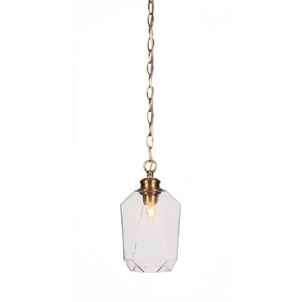 Unbranded Carlson 60-Watt 1-Light New Age Brass Shaded Mini Pendant Light with Glass Shade