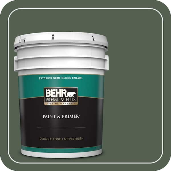 BEHR PREMIUM PLUS 5 gal. #ECC-11-3 Whispering Oaks Semi-Gloss Enamel Exterior Paint & Primer