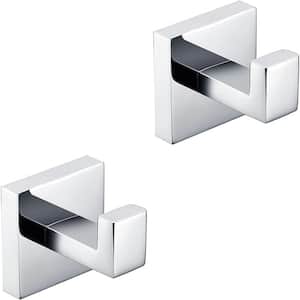 Wall-Mount J-Hook Robe/Towel Hook Square Robe Hook in Stainless Steel Polished Chrome (2-Piece)