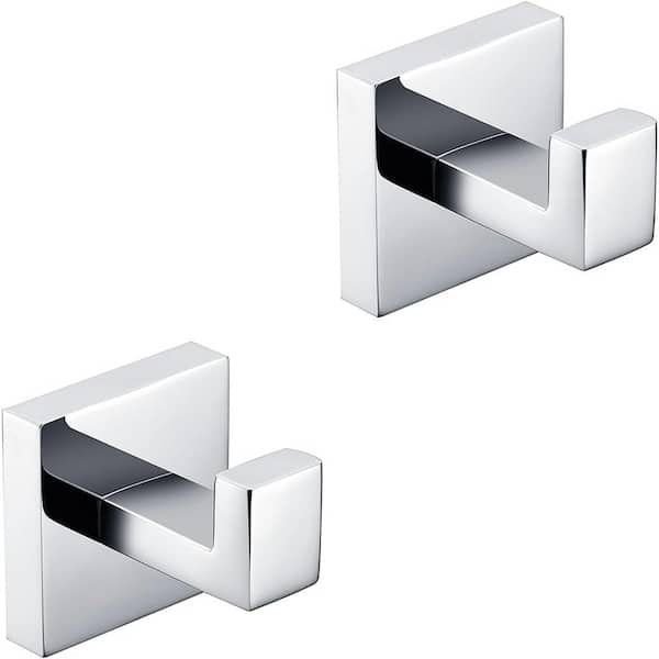 ATKING Wall-Mount J-Hook Robe/Towel Hook Square Robe Hook in Stainless Steel Polished Chrome (2-Piece)