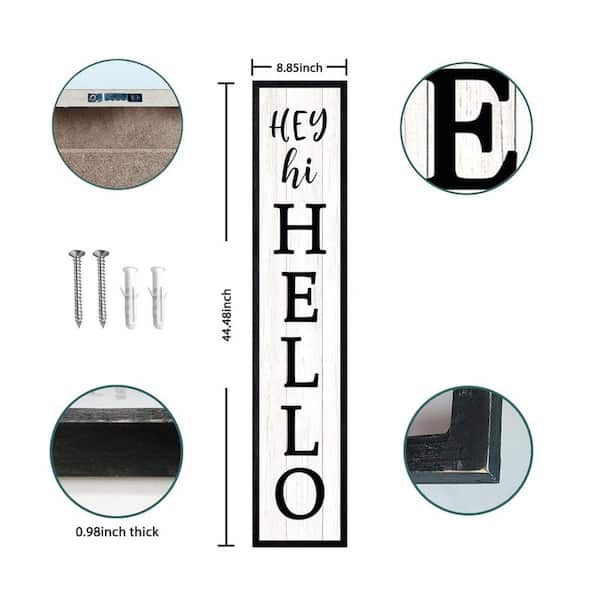 44 in. H Outdoor Black Wood Frame Welcome Porch Wall Sign