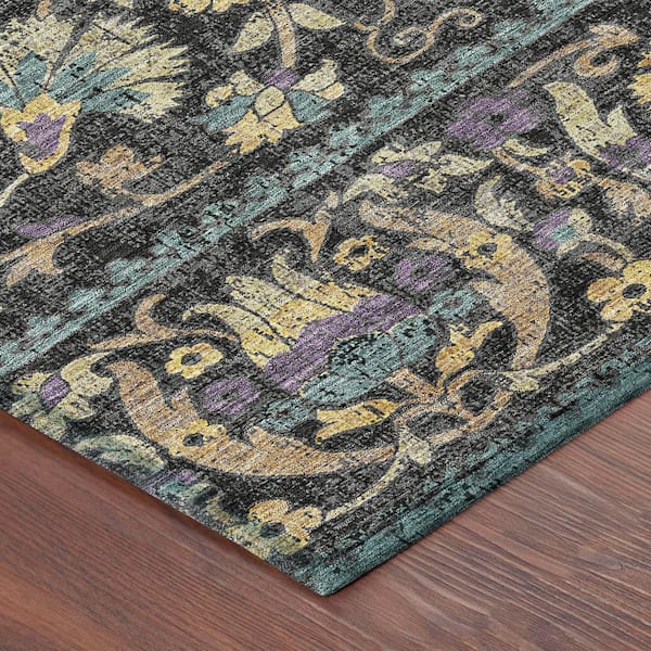 Chantille Machine Washable Indoor/Outdoor Abstract ACN2480 Black 5 ft. x 7 ft. 6 in. Area Rug