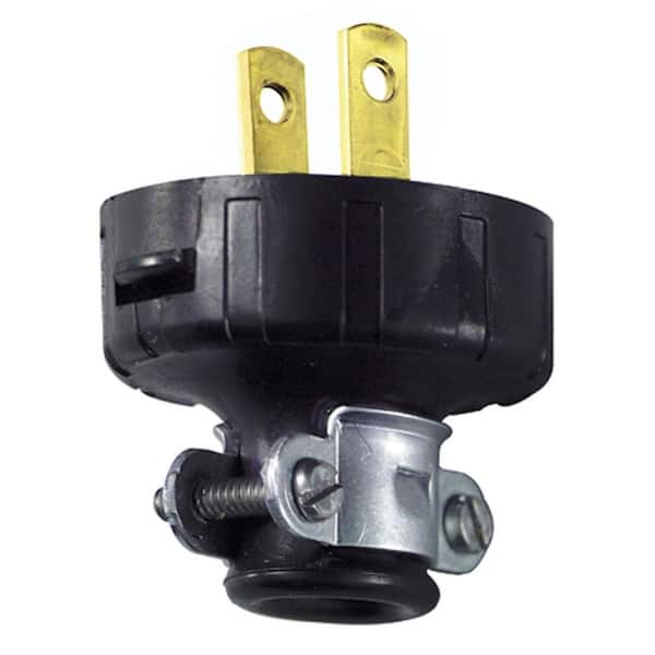 Leviton 15 Amp Black Round Vinyl Plug 48646-2E