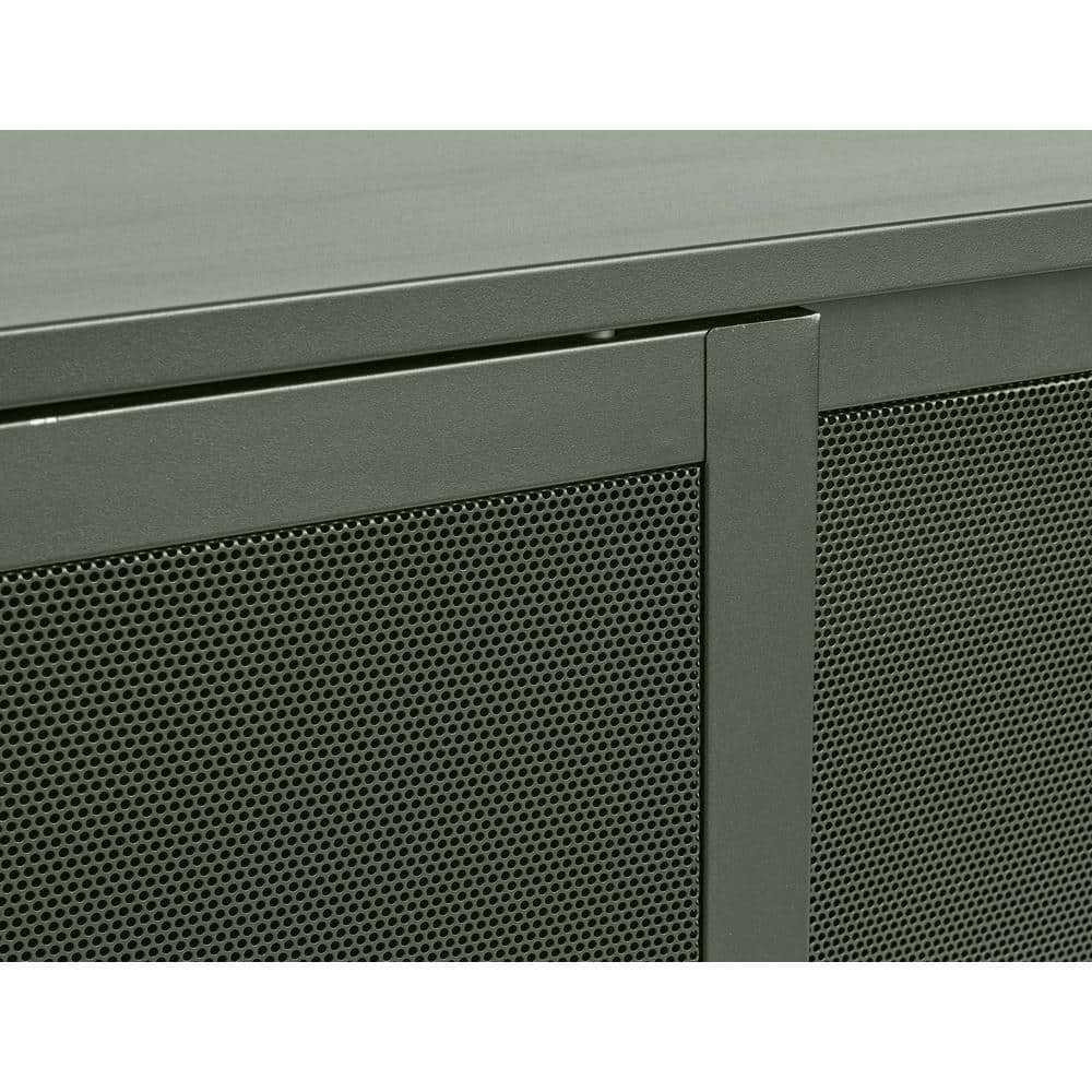 Olive Green Metal Mesh Contemporary Sideboard with Adjustable Shelves