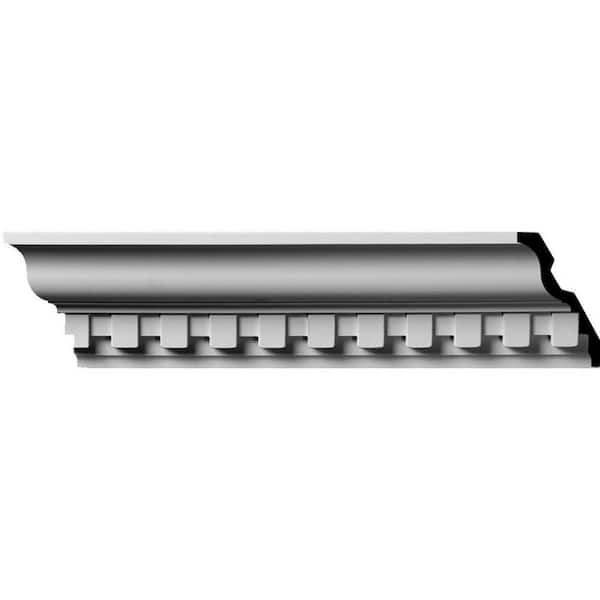 Ekena Millwork 2-7/8 in. D x 4-5/8 in. W x 94-1/2 in. L Polyurethane Dentil Crown Moulding 2-Pack