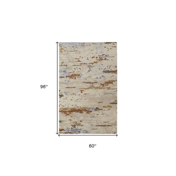 Ivory and Blue Abstract 5 ft. x 8 ft. Area Rug