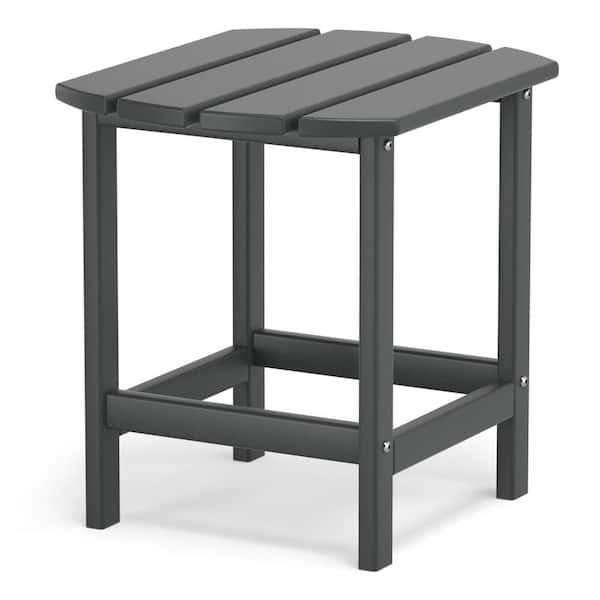 TIRAMISUBEST Gray Plastic 18.5 in. x 14.6 in. x 18 in. Outdoor Side Table for Adirondack Chairs