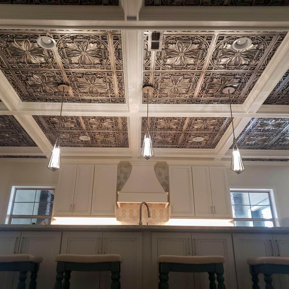 Milan 24'' x 24'' Reclaimed Tin Textured PVC Ceiling Tile