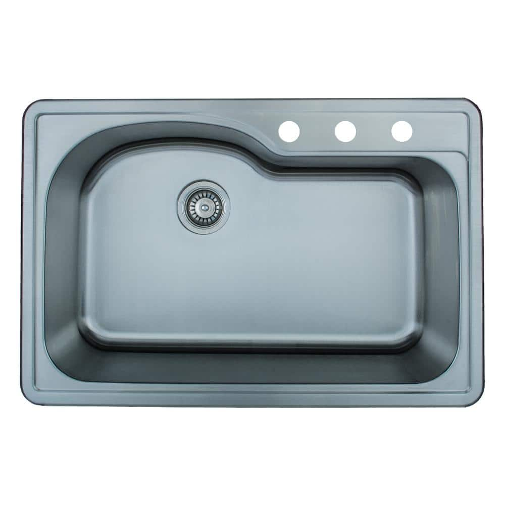 KOHLER Verse 33 in. Drop-in Single Bowl 18 Gauge Stainless Kitchen Sink  with 4 Faucet Holes K-RH20060-4-NA - The Home Depot