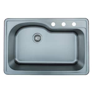 The Duet Series 33 in. 18-gauge Drop-in Single Bowl Stainless Steel Sink