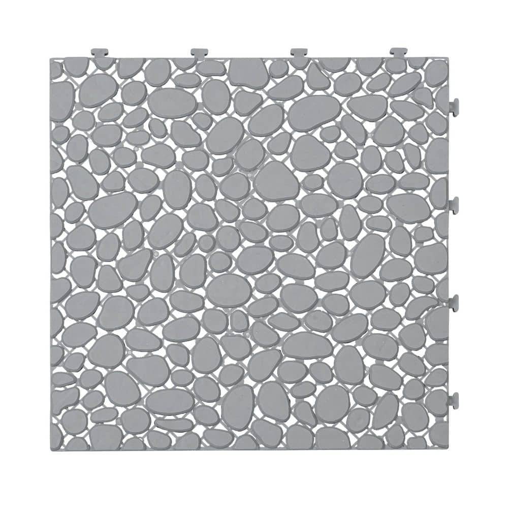1 ft. x 1 ft. Gray Interlocking Deck Tiles PVC Waterproof Outdoor All Weather Anti-Slip Bathroom Shower Pack of 12 price history on PriceWatchPro
