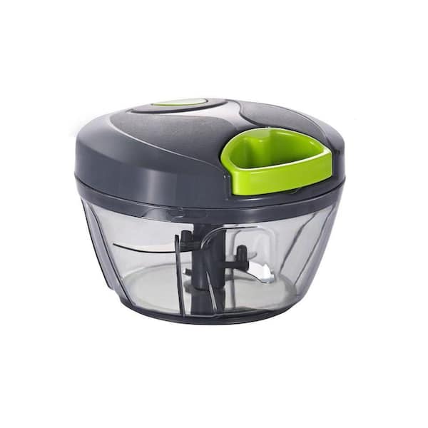 Manual Food Processor Grey Portable Hand Pull String Vegetable Chopper Garlic Mincer Onion Cutter 500 ml