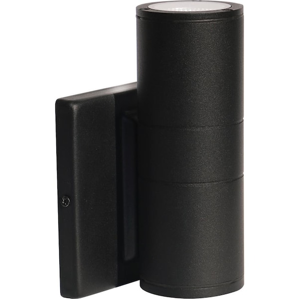 Architectural Black Indoor/Outdoor Hardwired Cylinder Sconce with Integrated LED