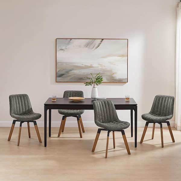 Art Leon KACY Gray Faux Leather Swivel Accent Dining Chairs (Set
