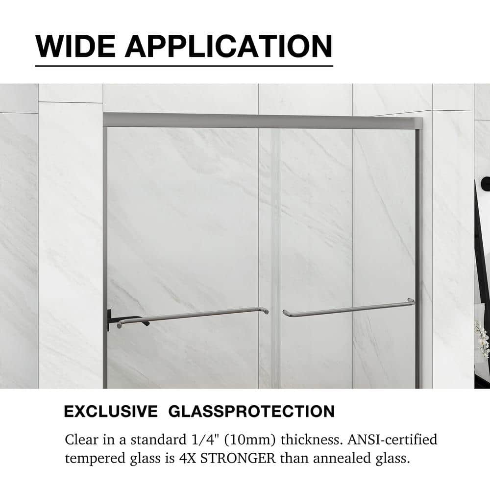 54 in. Chrome Framed Double Sliding Shower Door with Clear Glass