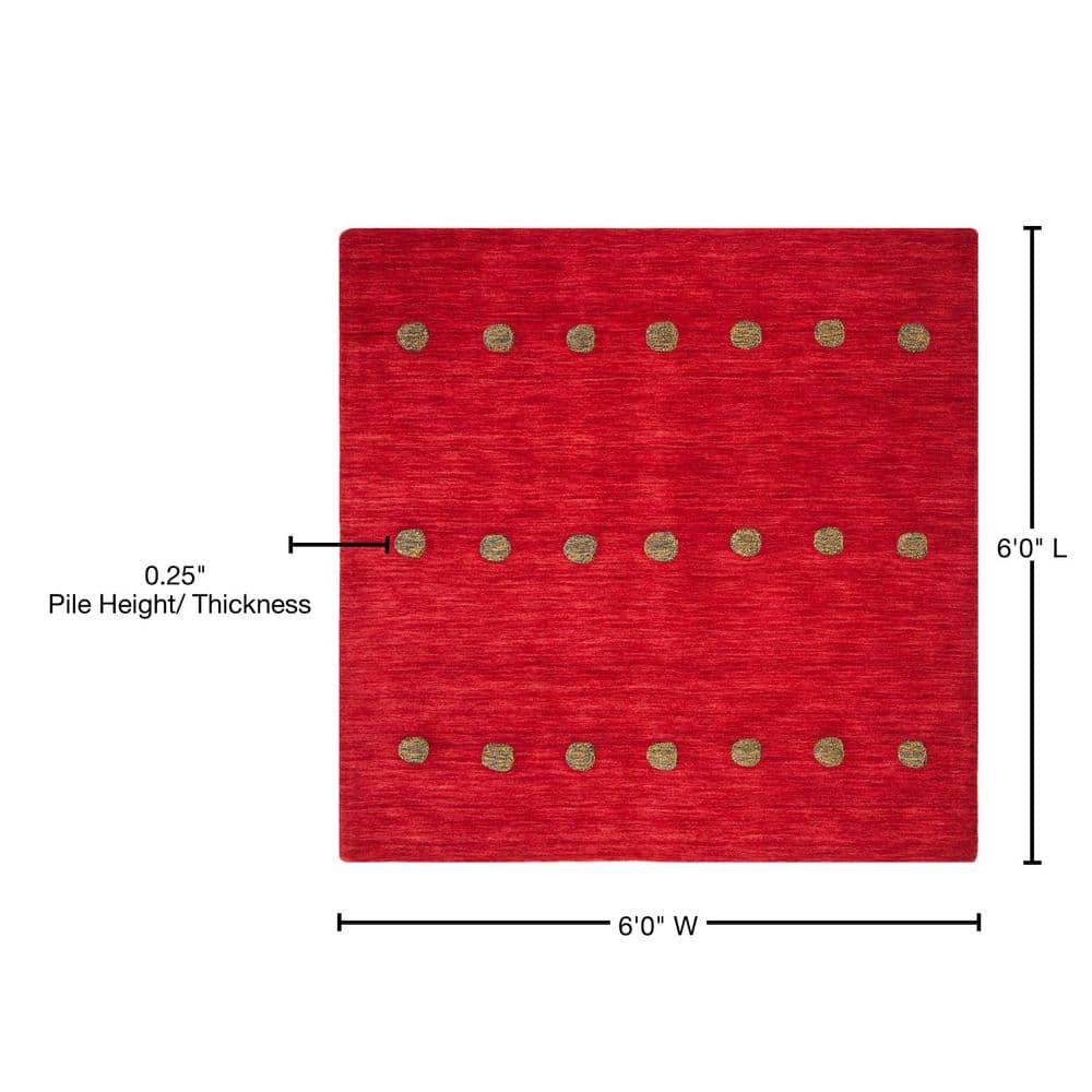 Handmade Red Wool 6' Square Reversible Tufted Area Rug