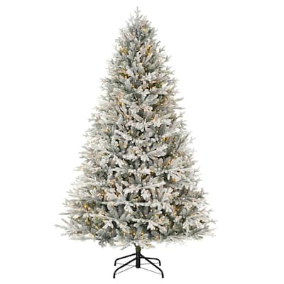7.5 ft Kenwood Flocked Fraser Fir LED Pre-Lit Artificial Christmas Tree with 1000 Warm White Micro Dot Lights